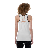 White All-Over Print Women's Back Hollow Tank Top