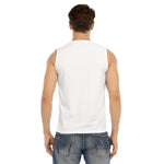 White All-Over Print Men's Sleeveless V-neck Tank Top