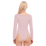 Pink All-Over Print Women's O-neck Long Sleeve Bodysuit