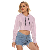 Pink All-Over Print Women's Crop Top Hoodie|Velvet