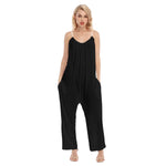 Black All-Over Print Women's Loose Cami Jumpsuit