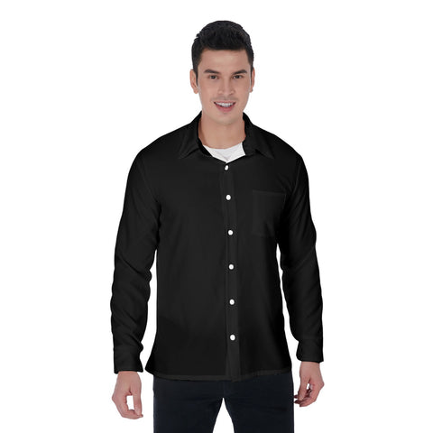 Black All-Over Print Men's Long Sleeve Shirt