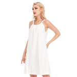 White All-Over Print Women's O-neck Cami Dress | 190GSM Cotton