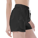 Black All Over Print Wide Waistband Sport Shorts