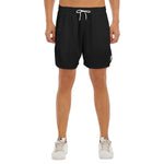 Black All-Over Print Men's Side Split Running Sport Shorts