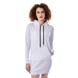 White All-Over Print Women's Heavy Fleece Long Hoodie