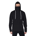 Black All-Over Print Men's Heavy Fleece Hoodie With Mask