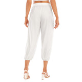 White All-Over Print Women's Bloomers Capri-pants