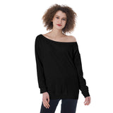 Black All-Over Print Oversized Women's Off-Shoulder Sweatshirt