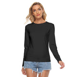 Black All Over Print Women's Stretchable long Sleeve Top