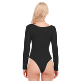 Black All-Over Print Women's O-neck Long Sleeve Bodysuit