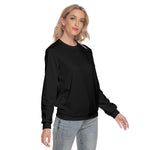 Black All-Over Print Women's Slim Round Neck Sweatshirt