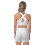 White All-Over Print Women's Sports Bra Suit