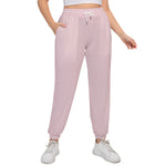 Pink All-Over Print Women's Sports Trousers With Waist Drawstring (Plus Size)