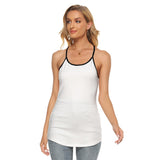 White All-Over Print Women's Criss-Cross Open Back Tank Top