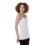 White All-Over Print Women's Back Hollow Tank Top