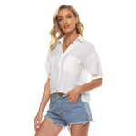 White All-Over Print Women's V-neck Shirts