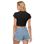 Black All-Over Print Women's Raglan Cropped T-shirt