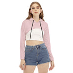 Pink All-Over Print Women's Smock Short Hoodie With Long Sleeve