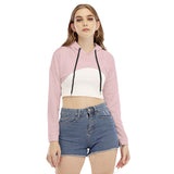 Pink All-Over Print Women's Smock Short Hoodie With Long Sleeve