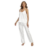 White All-Over Print Women's Cami Pajamas Sets