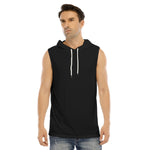 Black All-Over Print Men's Tank Hooded Vest