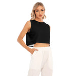 Black All-Over Print Women's Sleeveless Cropped Top