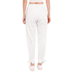 White All-Over Print Women's High Side Slits Pants With Bottom Strap