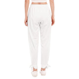 White All-Over Print Women's High Side Slits Pants With Bottom Strap