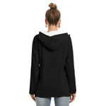 Black All-Over Print Women's Hoodie With Double Hood