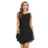 Black All-Over Print Women's Tank Top Dress