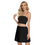 Black All-Over Orint Women's Mesh Short Skirt