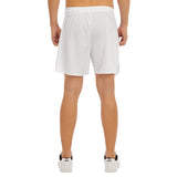 White All-Over Print Men's Side Split Running Sport Shorts