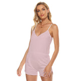 Pink All-Over Print Women's V-neck Cami Romper