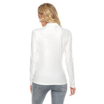 White All Over Print Women's Stretchable Turtleneck Top