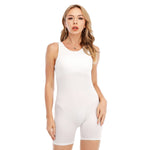 White All-Over Print Women's Sleeveless One-piece Swimsuit