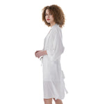 White All-Over Print Women's Satin Kimono Robe