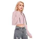 Pink All-Over Print Women's Cropped Hoodie With Zipper Closure