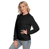 Black All-Over Print Women's Slim Round Neck Sweatshirt