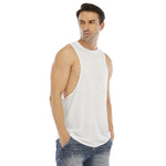 White All-Over Print Men's O-neck Long Tank Top