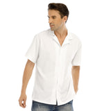 White All-Over Print Man's Short Sleeves Shirt