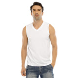 White All-Over Print Men's Sleeveless V-neck Tank Top