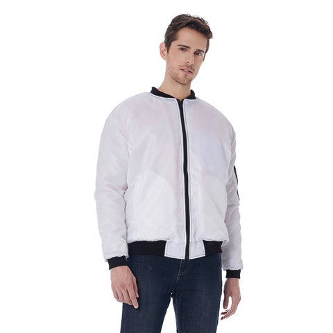 White All-Over Print Men's Bomber Jacket