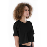 Women Black  All-Over Print Cropped T-Shirt