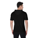 Black All-Over Print Men's Short Sleeve Hoodie T-Shirt