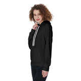 Black All-Over Print Women's Raglan Pullover Hoodie