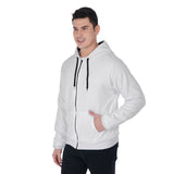 White All-Over Print Men's Raglan Zip Up Hoodie