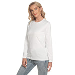 White All-Over Print Women's O-neck Long Sleeve T-shirt