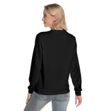 Black All-Over Print Women's Slim Round Neck Sweatshirt