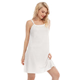 White All-Over Print Women's O-neck Cami Dress